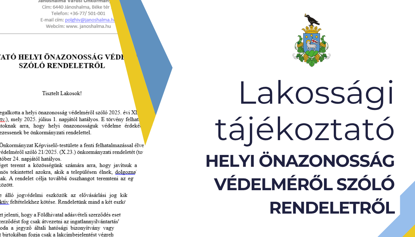 Tájékoztató helyi önazonosság védelméről szóló rendeletről
